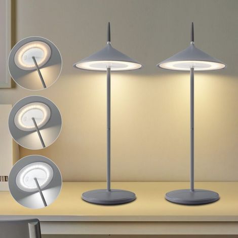 ACKERMAN Lampe de table sans fil 2 pièces – Lampe de chevet LED rechargeable 1800 mAh, tactile et dimmable, noir moderne, étanche IP44, pour intérieur/extérieur, USB (1/5)