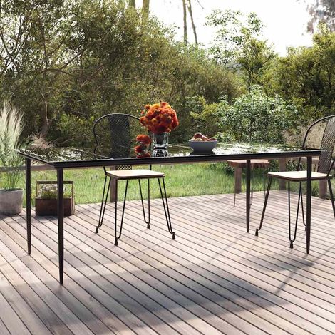 vidaXL Mesa comedor jardín acero y vidrio templado negro 200x100x74 cm (1/5)