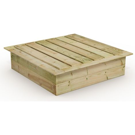 Wickey – Bac à sable en bois 120 x 120 cm avec couvercle amovible – Rebord d’assise confortable – Résistant aux intempéries – Garantie 5 ans