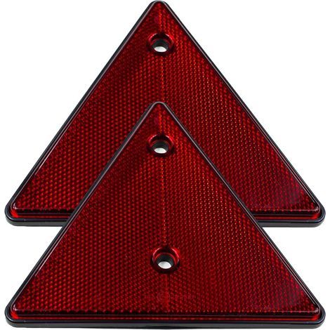 Réflecteur de Remorque Triangulaire. Lot de 2. 15 x 15 x 15 cm. Espacement Trous 70 mm. Réflecteur A Visser Ou Adhésif Gauche/Droit. Triangle Voiture Réfléchissant Arrière Standard Homologué E (1/5)