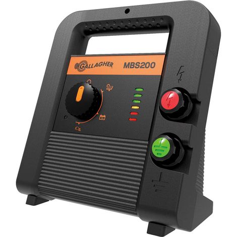 Elettrificatore Gallagher MBS200 a batteria 12V e corrente 230V o pannello solare per recinti fino 20 km per cavalli, bestiame, pecore, capre, cani e gatti