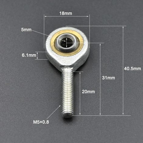 (Mâle M5) 2 roulements à billes à rotule droite/gauche filetés autolubrifiants (1/4)