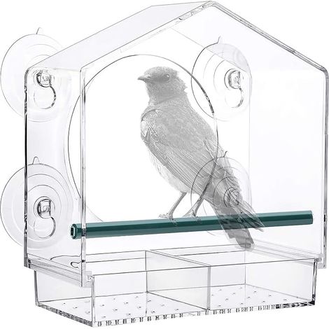 Mangeoires à fenêtre Acrylique Transparent, Bird Feeder Mangeoire à Oiseaux Sauvages avec Porte-graines et Ventouses, 21cmX20cmX10cm (1/5)
