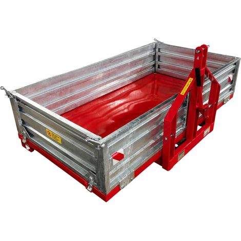 Benne de transport basculante mécanique 120 cm - 700 kg - Parois galvanisées amovibles - Pour tracteur - Attelage 3 points Torros TAGBW120 (1/4)