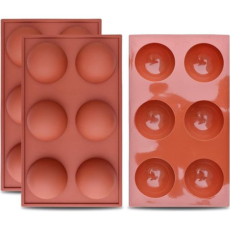 Lot de 3 moules en silicone semi-sphériques à 6 cavités pour la confection de bombes au chocolat (1/5)