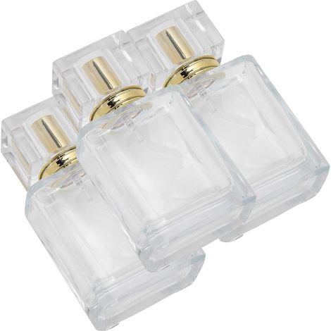 Flacon de parfum rechargeable de 50 ml en verre transparent, liquide, grand vaporisateur vide de voyage, rechargeable (doré) (1/4)