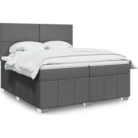 Boxspringbett mit Matratze Dunkelgrau 200x200 cm Stoff (1/5)