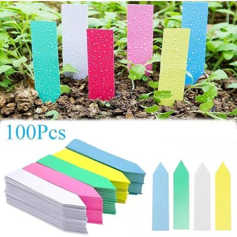 Wasserdichte Kunststoff-Etiketten für Gartenpflanzen, 100 Stück, Tablett-Markierungen für Baumschulen, Bastelbedarf, Garten-Dekorationswerkzeuge, Blumenkästen, Pflanzetiketten