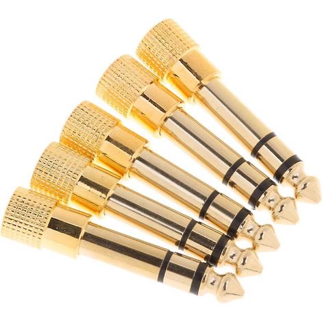 Adaptateur audio stéréo 5 pièces, connecteur mâle 6,3 mm (1/4") vers femelle 3,5 mm (1/8") (1/5)