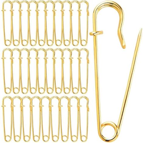 30 pièces épingles de sûreté extra larges 2 pouces, acier lourd géant doré, pour couvertures, vêtements, patchwork, cuir, bricolage et toile
