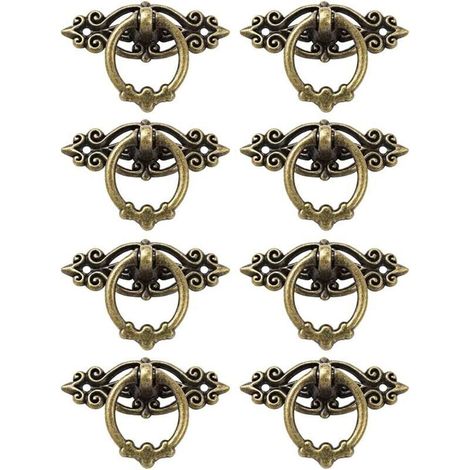 Poignee de Meuble,8Pcs Placards Bouton de Meuble,Bouton de Poignée,Poignée Tirage,PoignéEs Vintage,Antique Meubles Décor Pull, AdaptéEs Aux Portes, FenêTres, Armoires, Tiroirs, Cuisines (1/4)