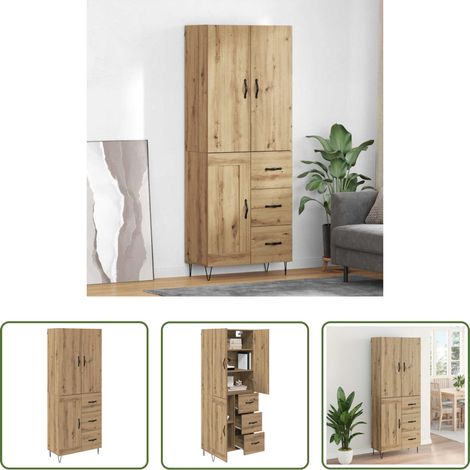 Hochschrank aus Holz - Highboard 2 pcs Artisan-Eiche Ingenieurholz und Glas