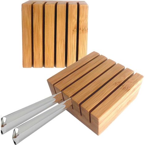 Messerblock Schublade Bambus für Steakmesser, 5 Schlitze (1/4)