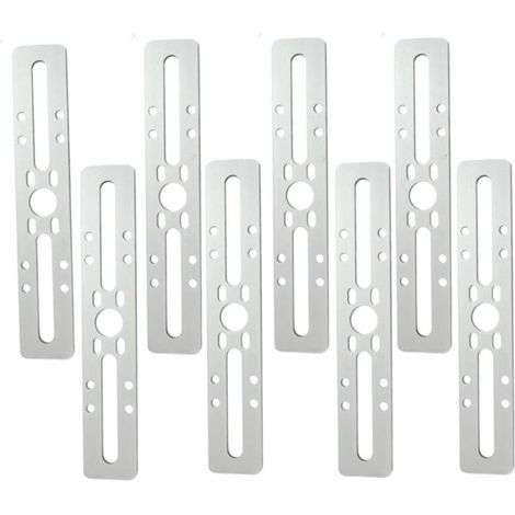 6 Pcs Argent, 200x35x4mm Plaques Perforées, Equerre Metal Perforées, Plaque Perforée, Platine Plaques d'Assemblage Perforée Plates, Connecteur de Réparation de Bois avec 8 Trous Fente