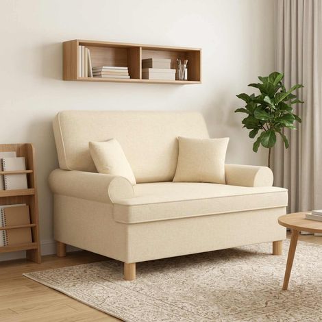 vidaXL Fauteuil XXL avec coussins Crème Tissu (1/5)