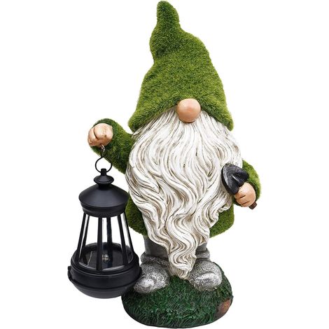 33cm Drôle GNOME Nain Statue de Jardin Extérieur Ornements, Étanche Résine Figurine Nain de Jardin avec Solaire Lampes pour Cour Extérieure Décoration, Statue De Solaire