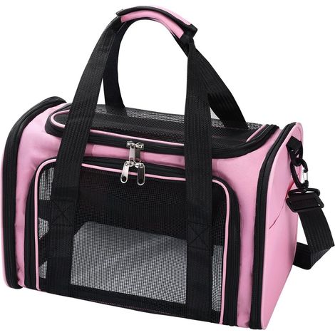 Sac de Transport pour Chat et Chien jusqu'à 5,5 kg(Rose 40x25x25cm) (1/5)