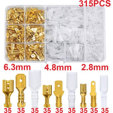 Ensemble de 315 connecteurs à sertir mâles et femelles, bornes de connexion 2,8/4,8/6,3 mm, kit de bornes électriques enfichables. (1/3)