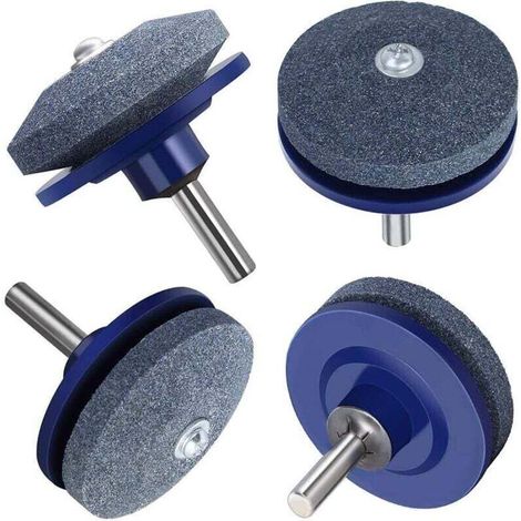 4 Pièce Tondeuse à gazon Affûteur de lame Pour le pouvoir Perceuse à main Percer Outil de jardin - Bleu Ikodm