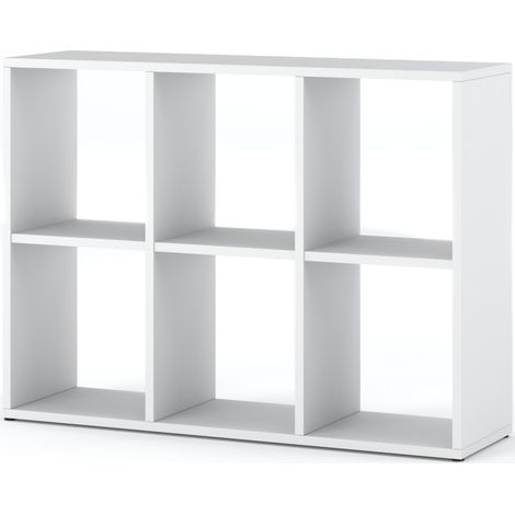 ORGANIZADOR DE LIBRERÍA BLANCA CON 6 AMPLIOS ESTANTES DE MADERA PARA JUGUETES (1/5)