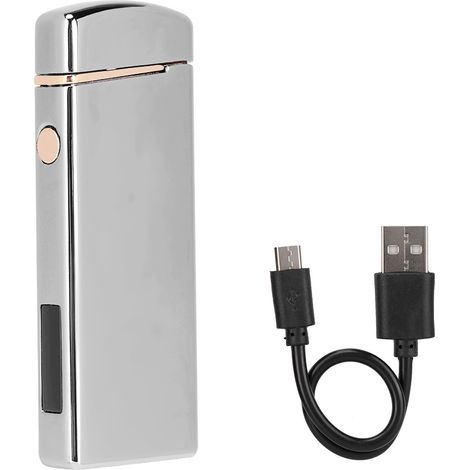 Wiederaufladbares USB-Zigarettenanzünder mit Leistungsanzeige, gasfreies elektrisches Feuerzeug (silber) (1/5)