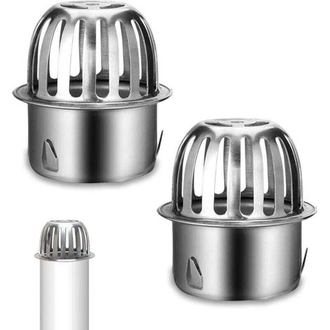 Lot de 2 Grilles de Protection Anti-Feuilles pour Gouttières avec Filtres et Tuyau de Descente