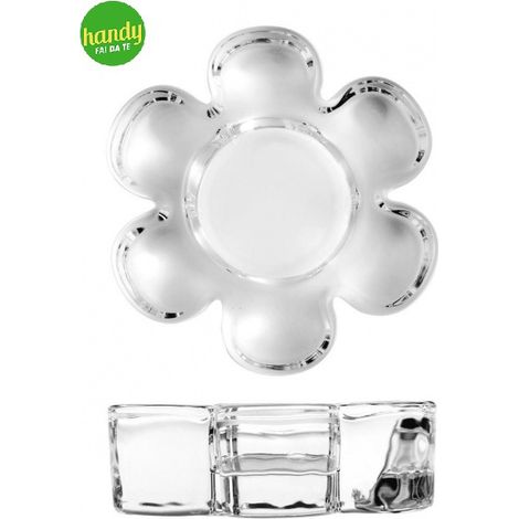 Porta Tealight H&H Fiore in Vetro Trasparente 10 cm (1/3)