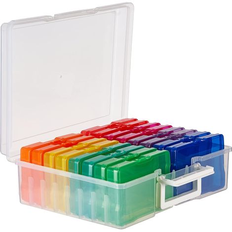 Großformatige Fotoaufbewahrungsbox mit Etiketten für 1600 Fotos (4R) (mehrfarbige Hüllen) - Multifunktional