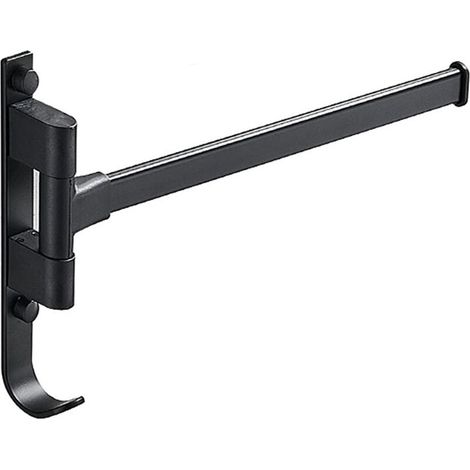 Schwenkbarer Handtuchhalter mit Haken, 180° schwenkbare Wandhalterung, Handtuchhalter aus Aluminium, schwarz (einarmig) (1/5)