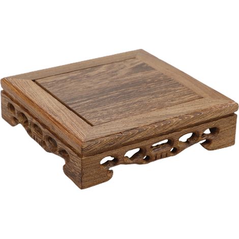 Soporte de madera con base para macetas y jarrones decorativos, base redonda práctica para terrarios, marco de presentación multifuncional (14 x 14 x 3,8 cm) – 1 unidad (1/5)