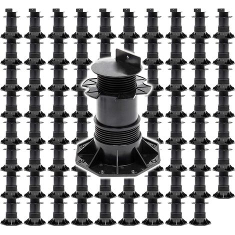 XPOtool Lot de 80x Plots de terrasse – Charge 2700 kg – Hauteur réglable 140-210 mm – en PP – Pieds de support pour Lames Dalles Lambourdes