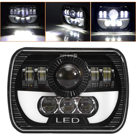 Universelle 90-W-LED-Scheinwerferleuchte (5 x 7 Zoll), wasserdicht, quadratisch, mit Fern- und Abblendlicht (1/5)