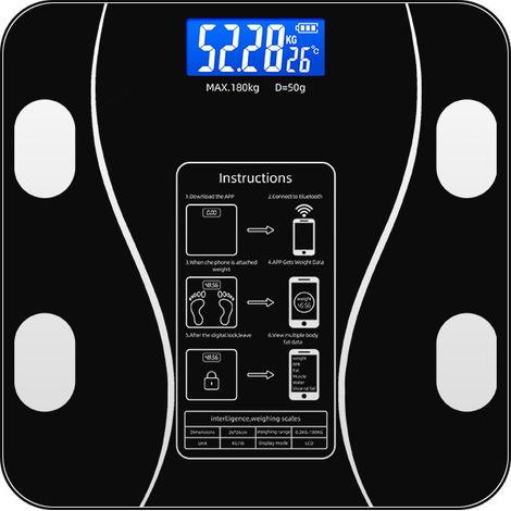 Pèse-personne connecté Zhiheng ZH01 : Bluetooth, mesure graisse/eau/calories, 180kg, batterie/Type-C, modèles et coloris tendance (1/4)