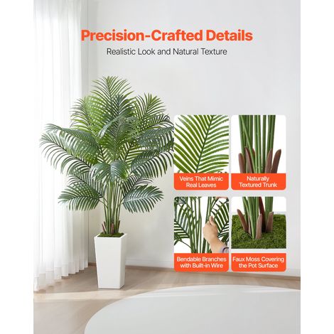 Palmier Artificiel Areca, 1,8 m, Plante Artificielle Tropicale en Pot Blanc, Faux Arbre Tropical Palmier Areca, Fausse Plante pour… (1/5)