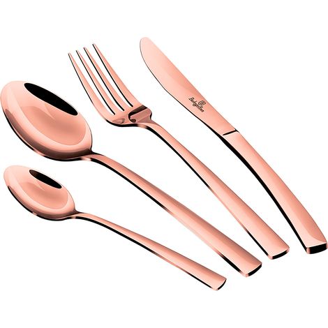 Berlinger Haus Rose Gold Ménagère 24-Piece Acier Inox. Finition Polie, Set de Couverts pour 6 Personnes Or Rose
