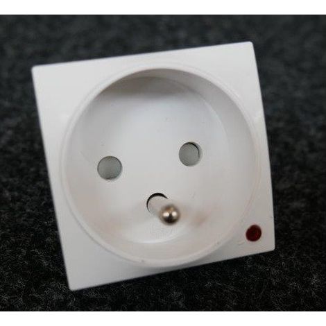 Prise de courant 16A Rotoclip lumineux blanc polaire mécanisme 45x45mm sans support ni plaque ALTIRA