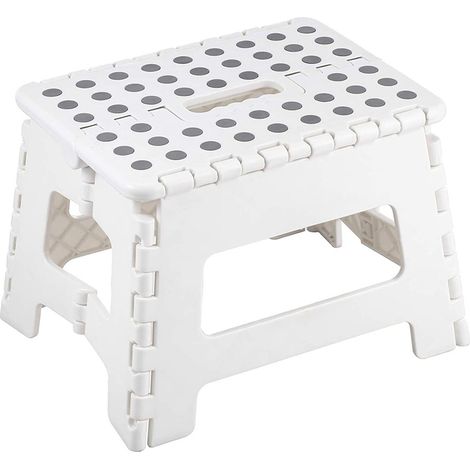 Sgabello Pieghevole Bianco Salvaspazio per la Casa in Plastica 22 cm (1/5)