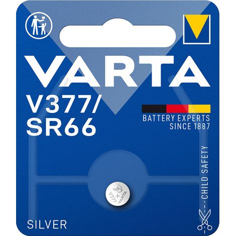 Micro Pile Bouton Varta Silver Sr66 - V377 1,55v (EMBALLAGE 1 Unit)  Ø6,6x2,0 Mm