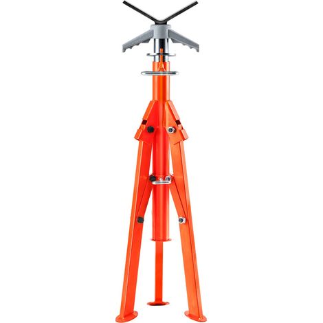 Support de tuyau robuste, capacité 1133,9 kg, hauteur ajustable 69,1-132,1 cm, tête en V, acier 45, pliable, pour tuyaux de 1,3 à 30,5 cm. (1/5)