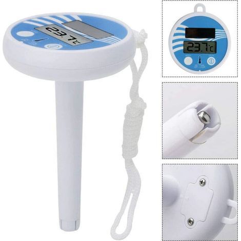 Schwimmendes Poolthermometer, digitales Solarthermometer mit Kette für Innen- und Außenpools, Badewannen, Spas, Whirlpools und Aquarien. (1/4)