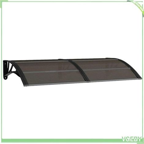 Auvent de porte - FAFEICY - 153582 - Noir - 150x75 cm - Polycarbonate/Aluminium (1/5)