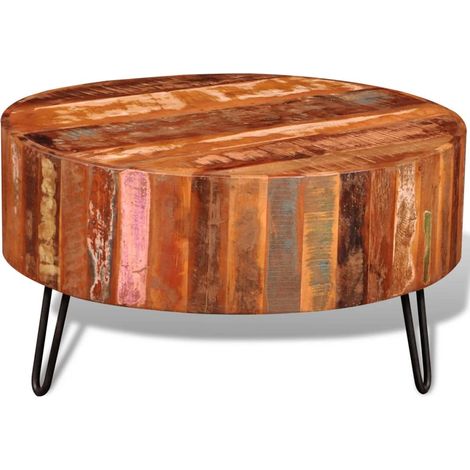 Couchtisch Kaffeetisch Wohnzimmertisch Altholz Rund TJHZS336318 BonneVie (1/5)
