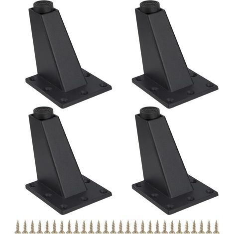 Lot de 4 Pieds de Meuble Triangulaires Pieds de Réglables en Alliage D'aluminium avec des Vis pour Canapé Table Meuble TV (1/5)
