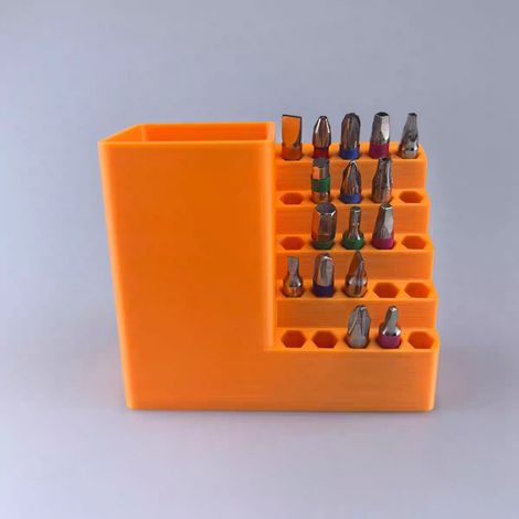 Étagère organisatrice d'outils multifonction à 25 trous, Support pour forets, Rangement d'outils mural en plastique, Adapté aux embouts hexagonaux de 1/4, Orange (1/4)