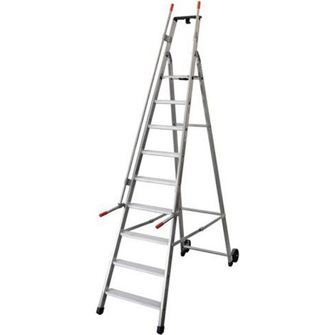 Escabeau roulant 13 marches - Hauteur de travail max. 4,90m - QM-13