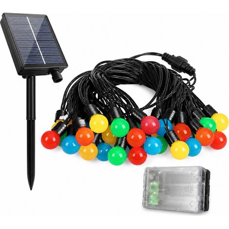 Guirlande Solaire à Boules Multicolores, 20 Lumières Étanches pour Jardin, Camping et Décoration Extérieure (1/5)