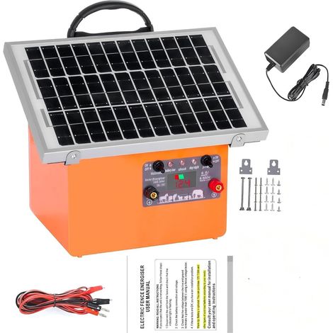 Clôture Électrique Solaire 32KM, Pour Animaux de bétail de 0.5J /9.5kV pour animaux, bétail, volaille, ferme, faune, alimentation électrique, clôture, branchement, protection, électrificateur (1/5)