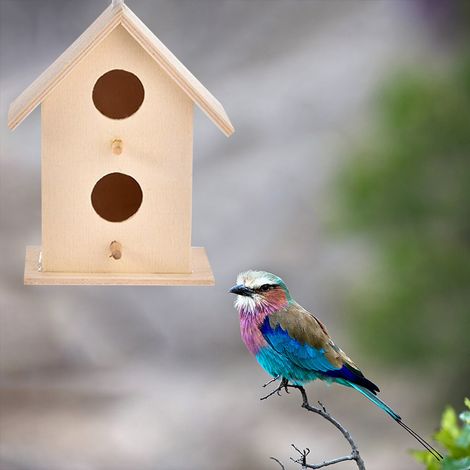 Hängendes Vogelhaus aus Holz, Nistkasten für den Außenbereich, Gartendekoration, hängendes Vogelhaus (1/5)