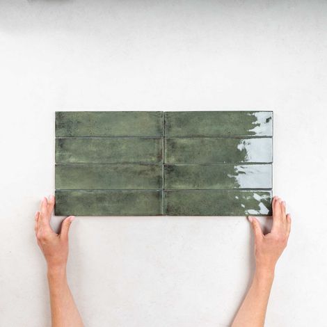 Carrelage Effet Zellige Vert FUSION Smeraldo 6x25cm (0,5m²) - Les Carreaux de Jean