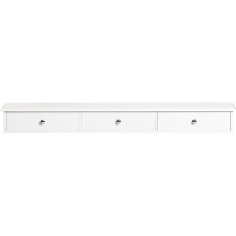 SoBuy FRG43-L-W Wandschrank mit 3 Schubladen Hängeschrank Badezimmerschrank Wandregal Wandgarderobe weiß BHT ca: 93x10x15cm